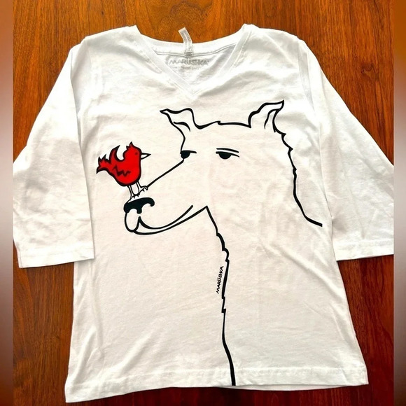 Marüshka Tops - Marüshka Dog and Bird Women’s Tee Size Small